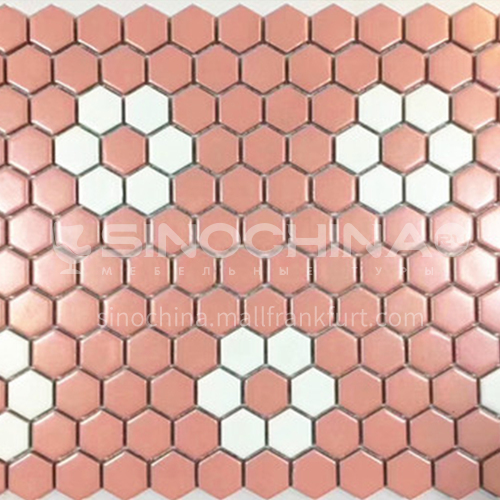 Black and white plum blossom hexagonal mosaic tiles kitchen bathroom floor tiles-ADE Mosaic hexagonal tiles(FIGURE 17) 230×230mm